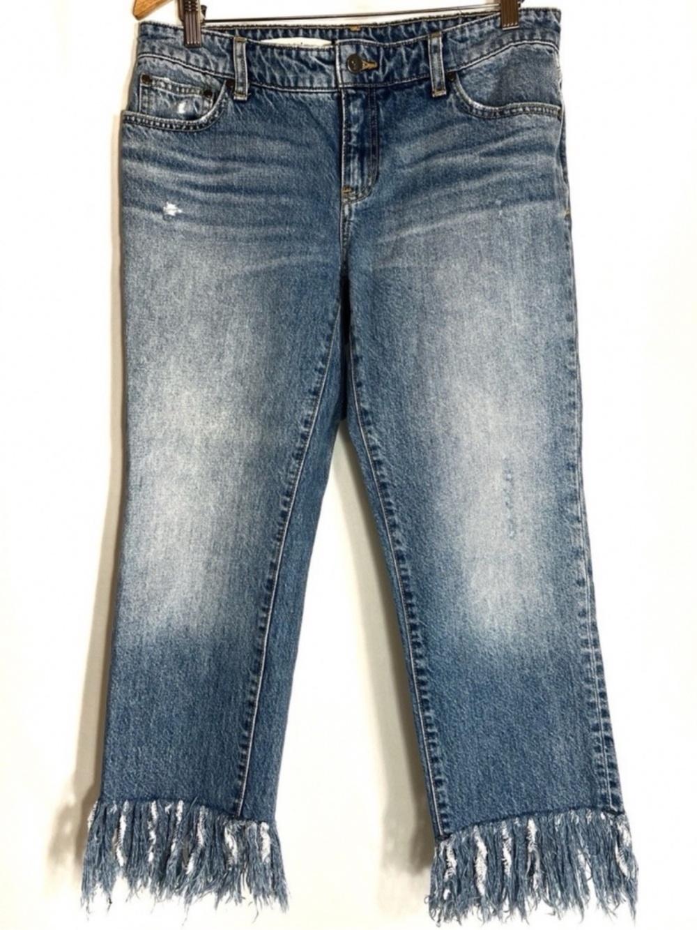 Anthropologie Pilcro and the Letterpress Hyphen Fringe Crop Jeans.